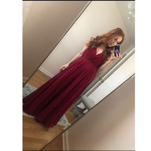 Burgundy polyester dress
